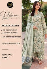 Platinum Lawn 3 Piece | Premium Digital Print Suits - Hurain Arts
