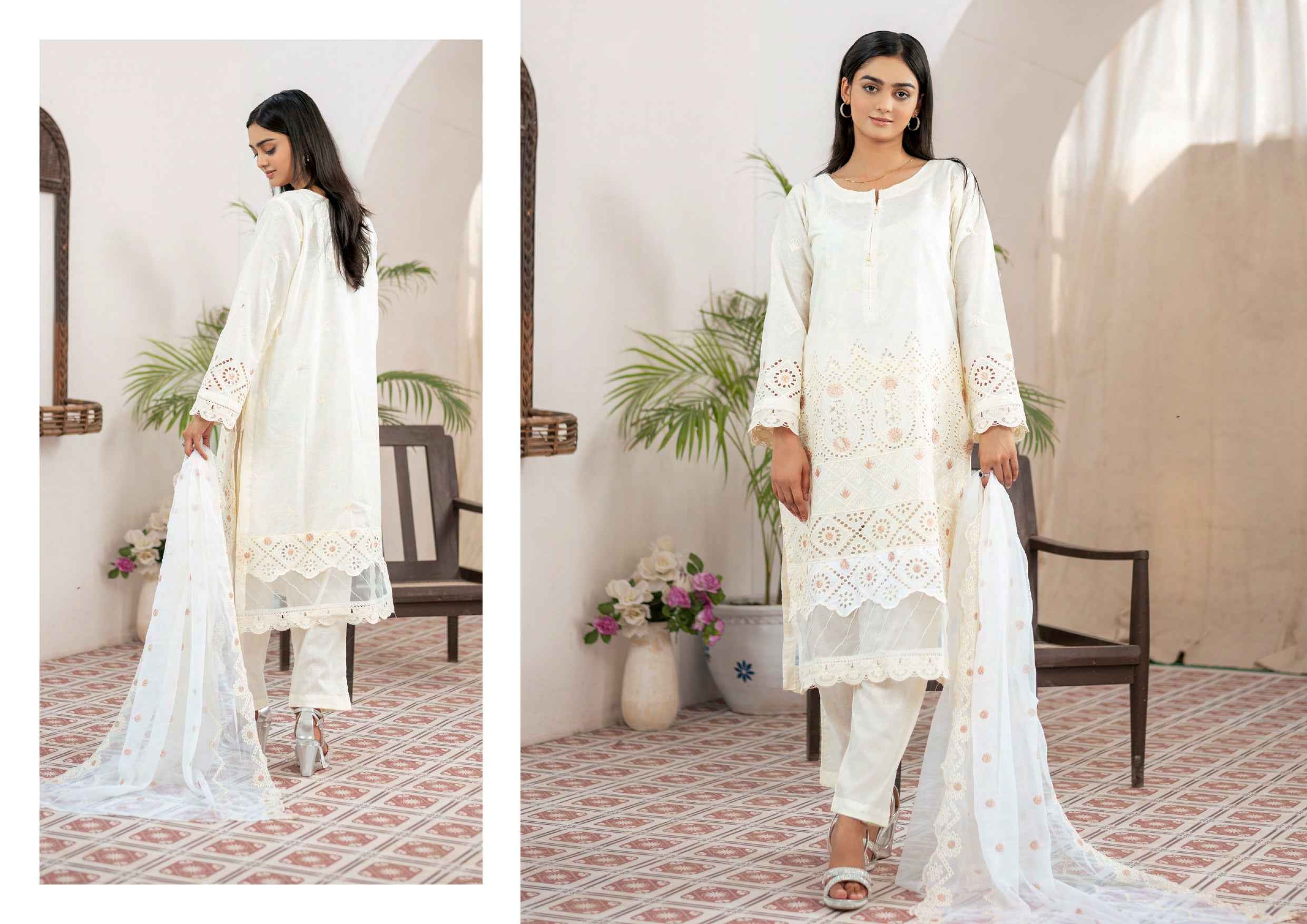 Agha Noor Chikan Kari | 3 Piece Embroidered Festive Suits