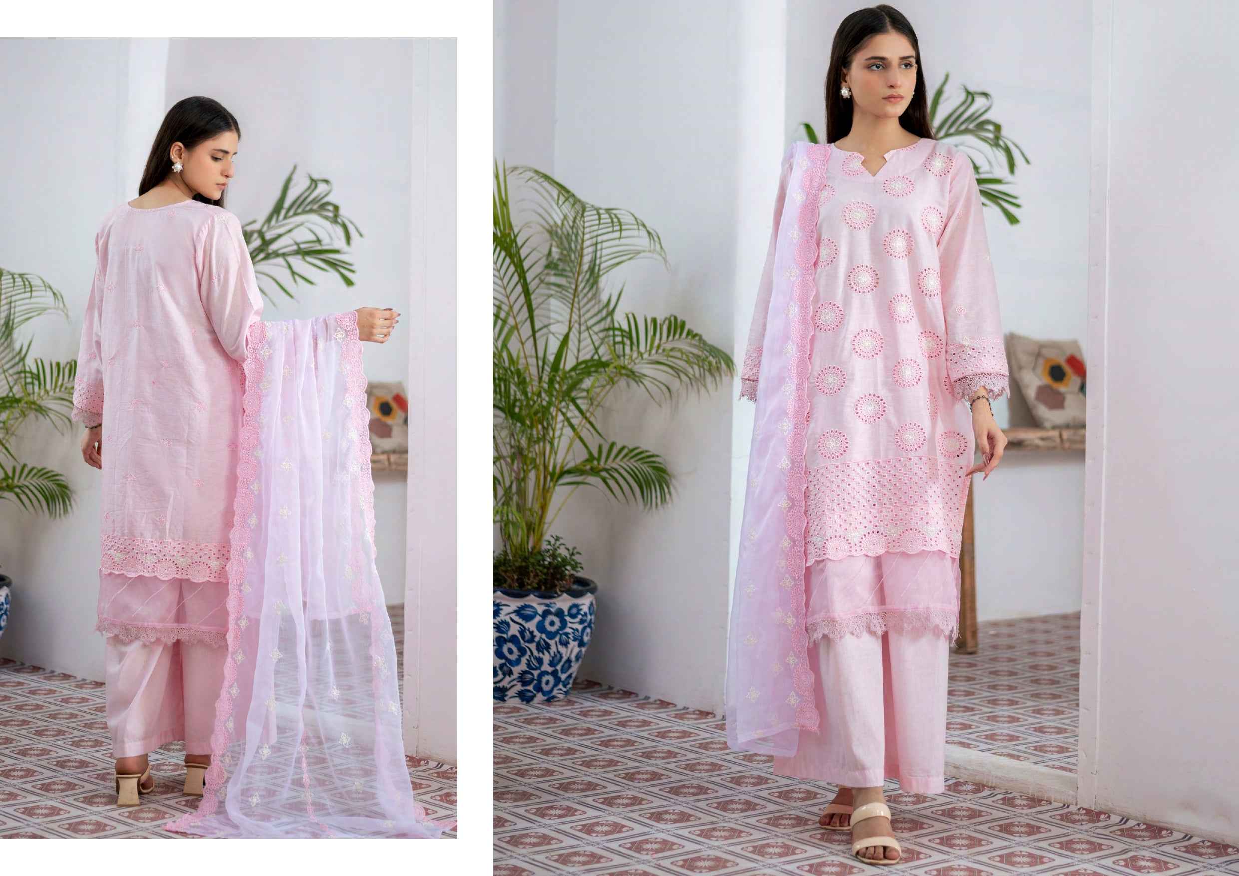 Agha Noor Chikan Kari | 3 Piece Embroidered Festive Suits