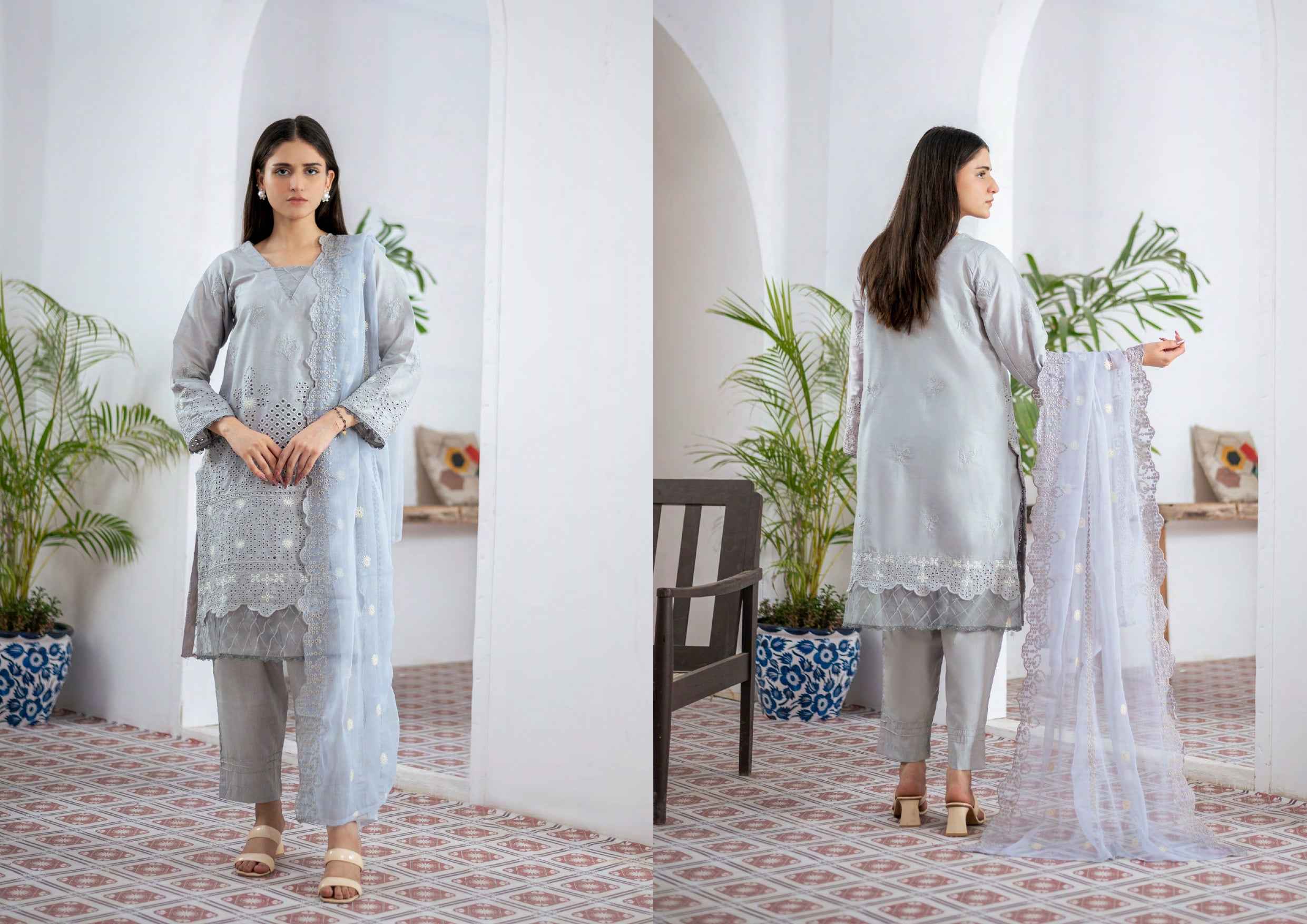 Agha Noor Chikan Kari | 3 Piece Embroidered Festive Suits