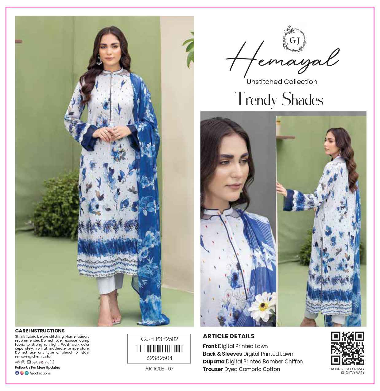 Hemayal Unstitched | Trendy Digital Print 3 Piece