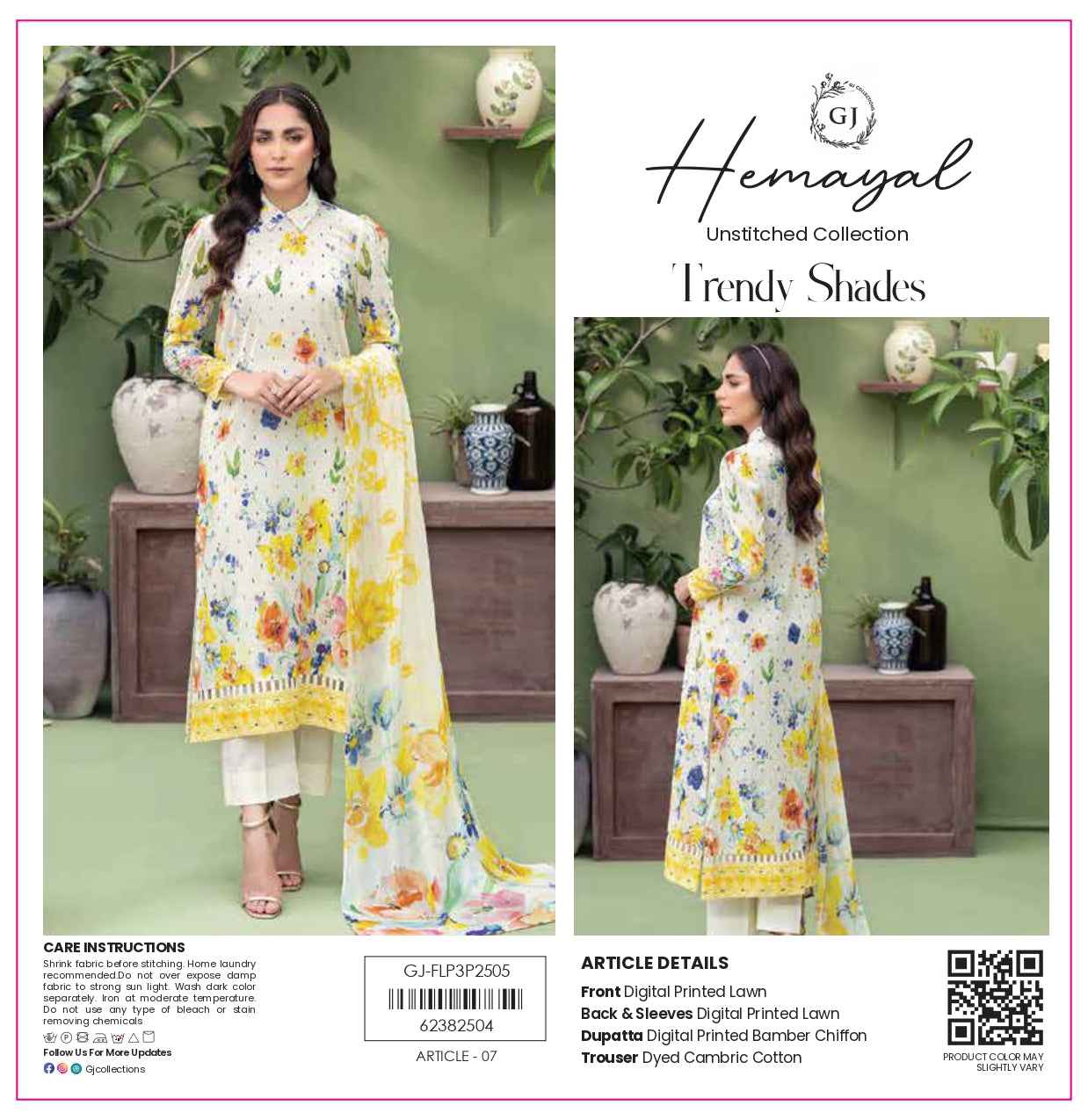 Hemayal Unstitched | Trendy Digital Print 3 Piece