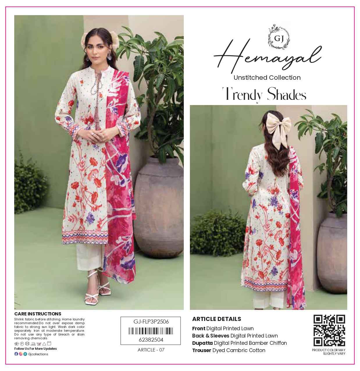 Hemayal Unstitched | Trendy Digital Print 3 Piece