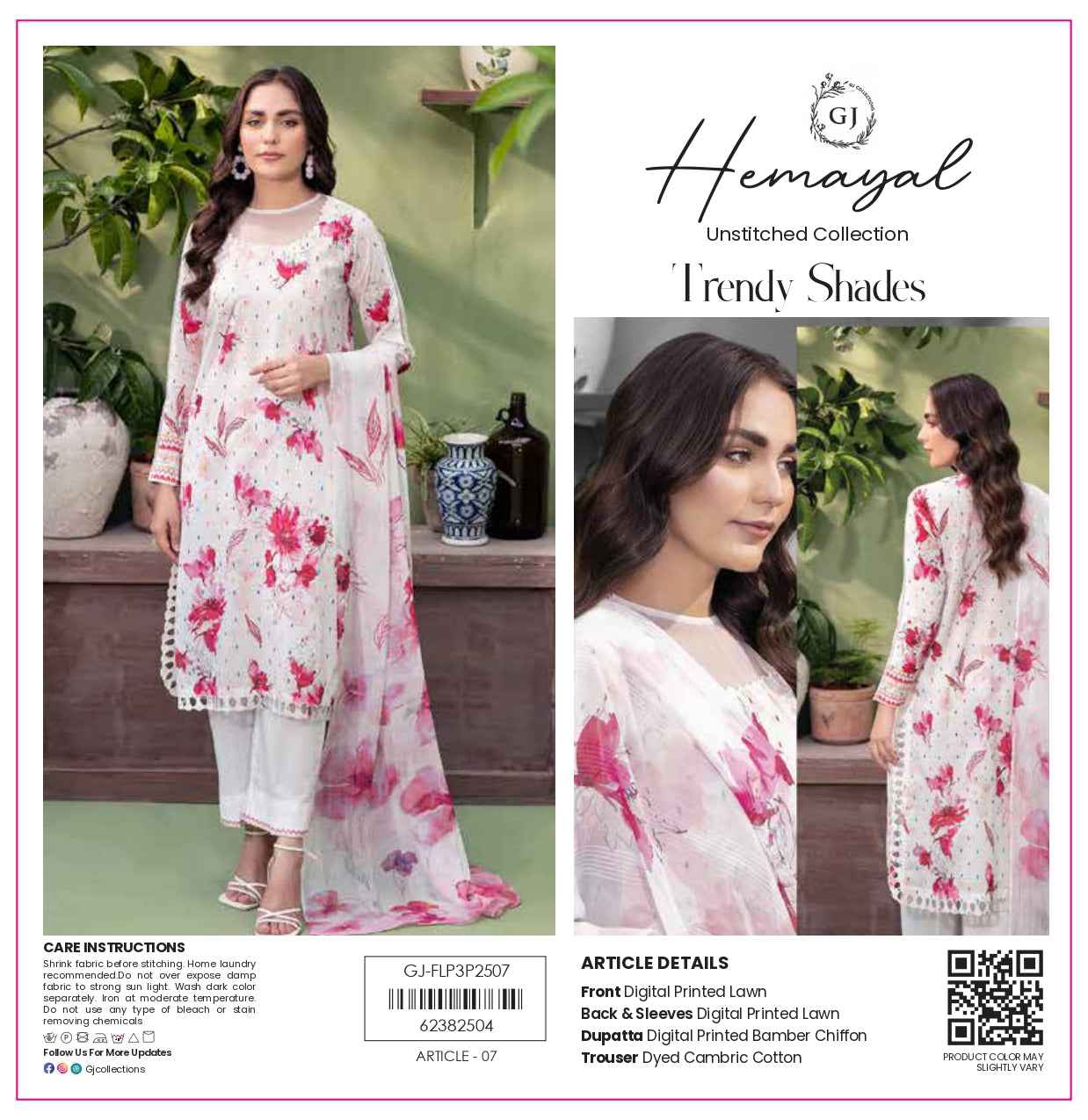 Hemayal Unstitched | Trendy Digital Print 3 Piece