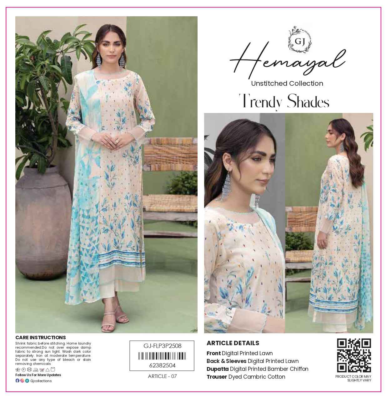 Hemayal Unstitched | Trendy Digital Print 3 Piece