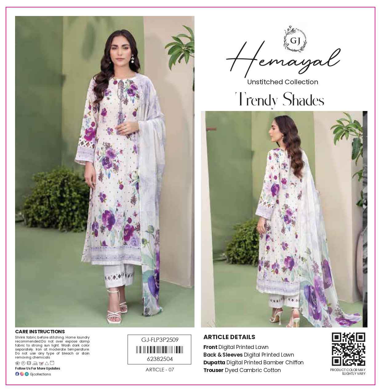 Hemayal Unstitched | Trendy Digital Print 3 Piece