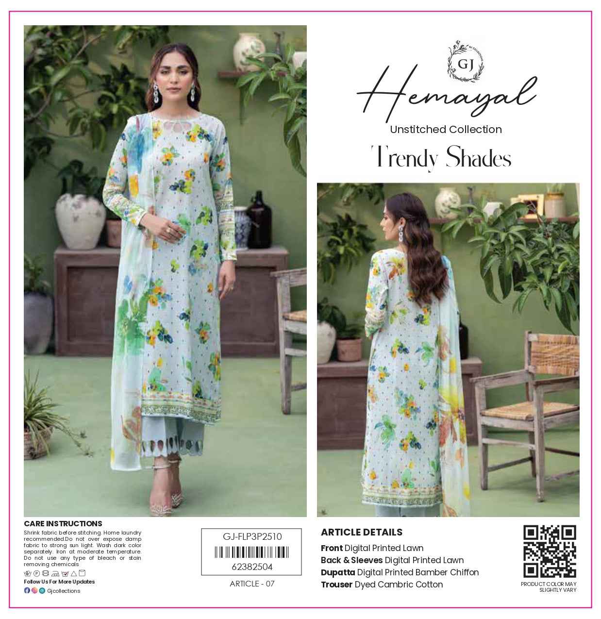Hemayal Unstitched | Trendy Digital Print 3 Piece