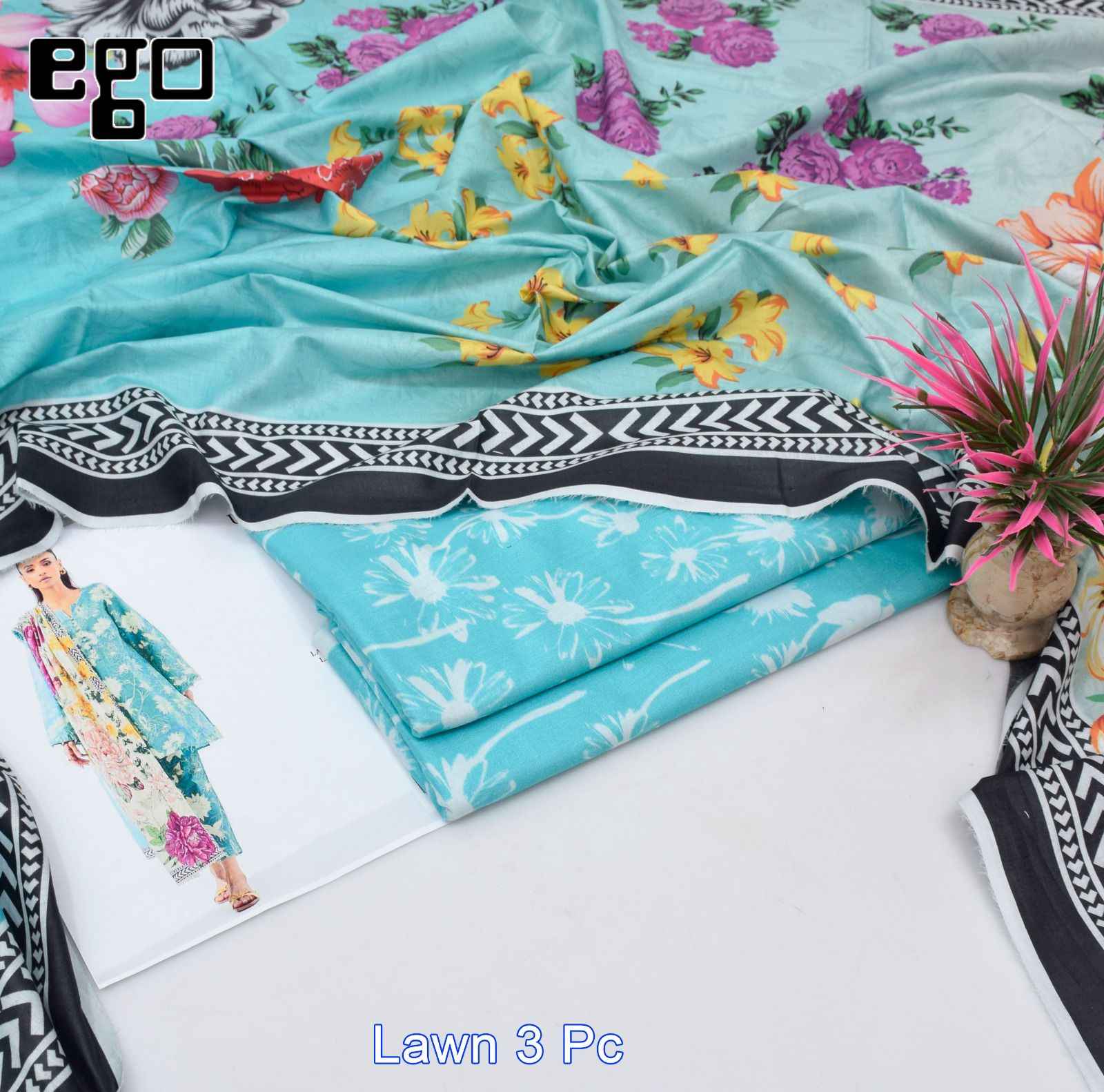 EGO 3 Piece | Trendy Printed Lawn Suits