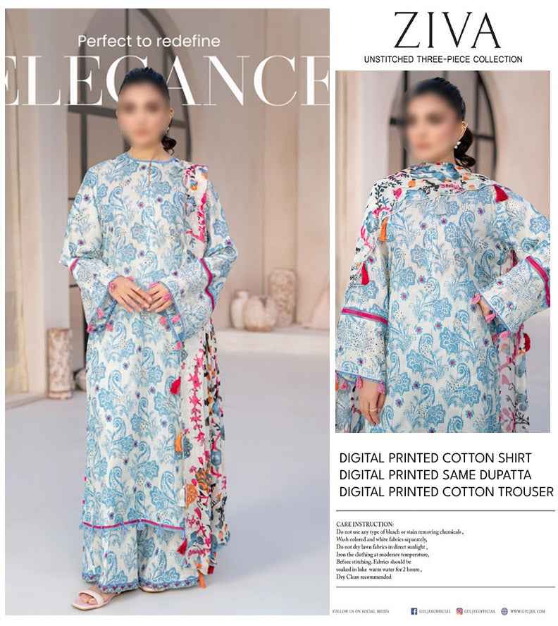 Ziva 3 Piece | Elegant Printed Lawn Suits