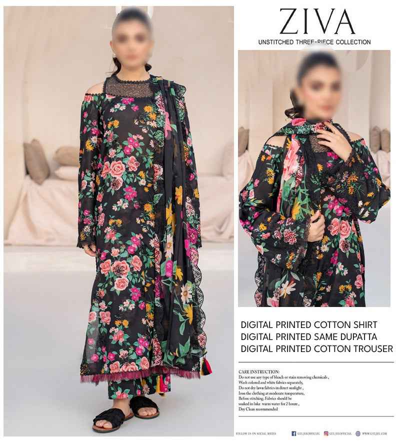 Ziva 3 Piece | Elegant Printed Lawn Suits