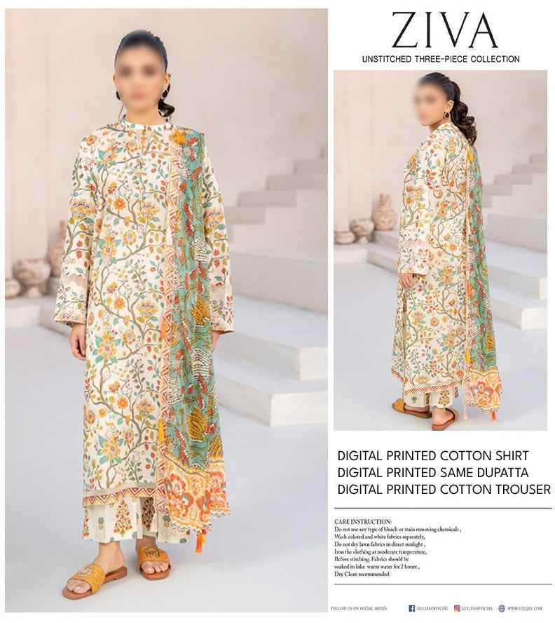 Ziva 3 Piece | Elegant Printed Lawn Suits