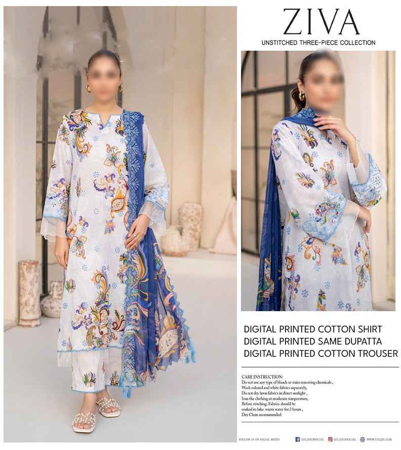 Ziva 3 Piece | Elegant Printed Lawn Suits